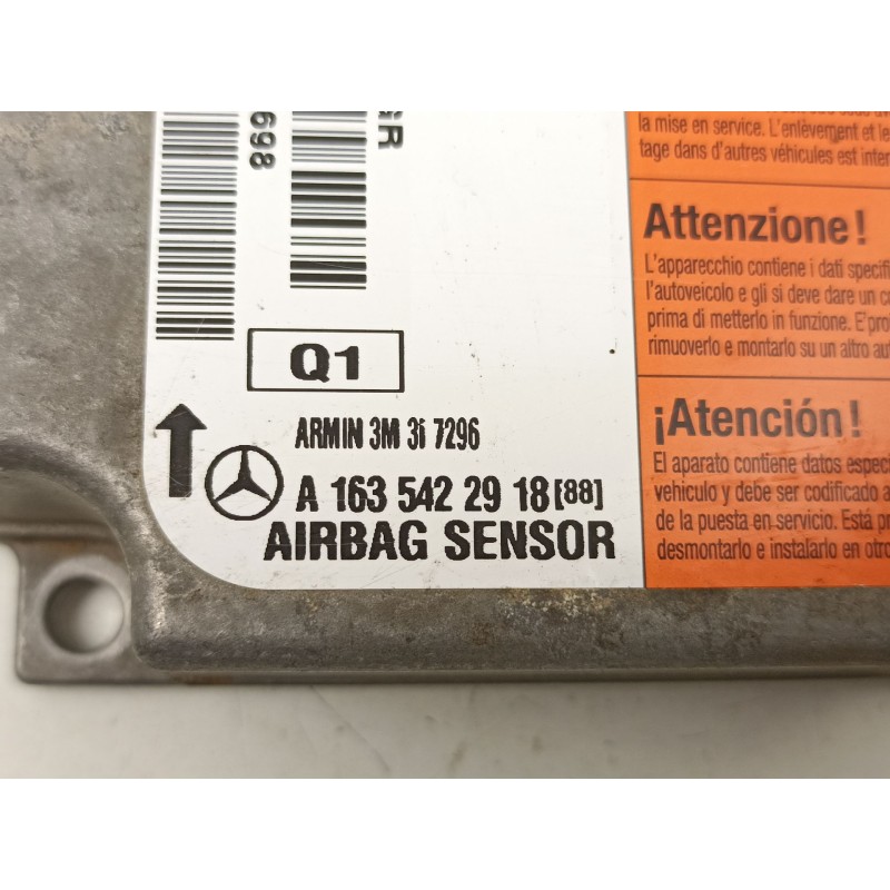 Recambio de centralita airbag para mercedes-benz clase m (w163) ml 270 cdi (163.113) referencia OEM IAM A1635422918  
