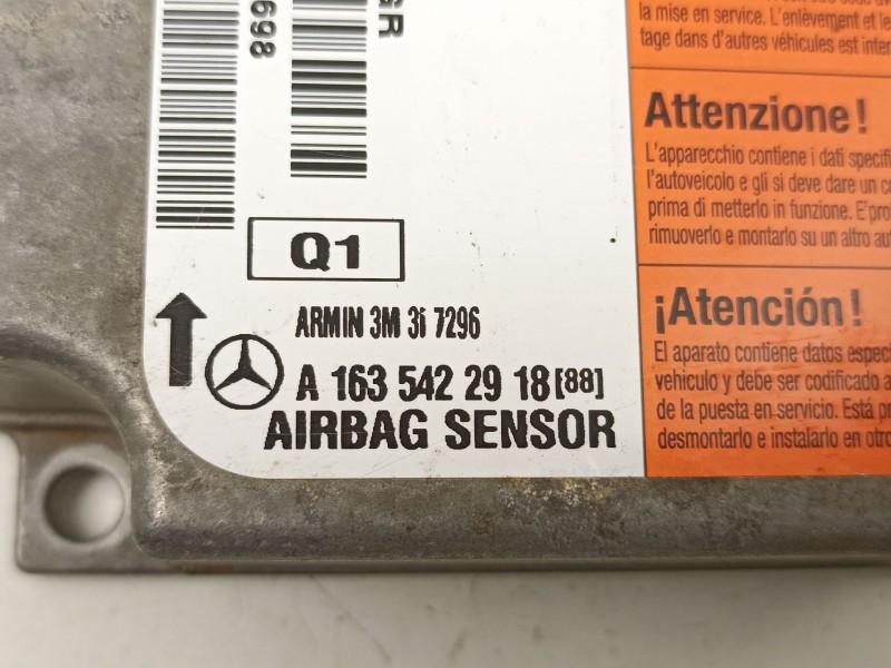 Recambio de centralita airbag para mercedes-benz clase m (w163) ml 270 cdi (163.113) referencia OEM IAM A1635422918  