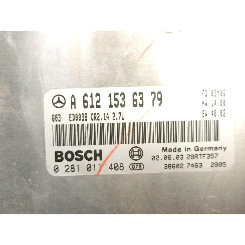Recambio de centralita para mercedes-benz clase m (w163) ml 270 cdi (163.113) referencia OEM IAM A6121536379 0281011408 