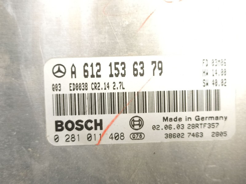 Recambio de centralita para mercedes-benz clase m (w163) ml 270 cdi (163.113) referencia OEM IAM A6121536379 0281011408 