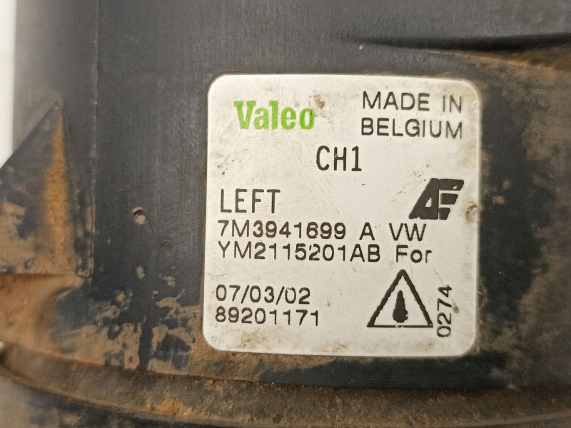 Recambio de antiniebla izquierdo para seat alhambra (7v8, 7v9) 1.9 tdi referencia OEM IAM 7M3941699A 89201171 YM2115201AB