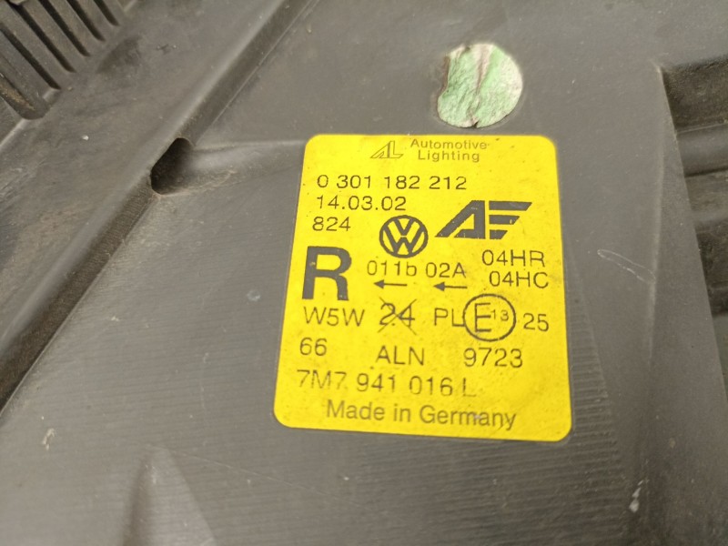 Recambio de faro derecho para seat alhambra (7v8, 7v9) 1.9 tdi referencia OEM IAM 7M7941016L 0301182212 