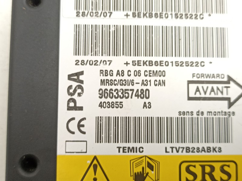 Recambio de centralita airbag para citroën c3 i (fc_, fn_) 1.4 hdi referencia OEM IAM 9663357480  