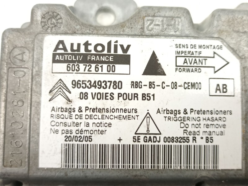 Recambio de centralita airbag para citroën c4 1.6 hdi referencia OEM IAM 9653493780 603726100 