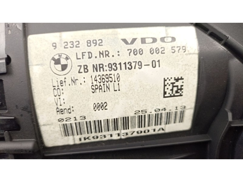 Recambio de cuadro instrumentos para bmw 1 (f20) 118 d referencia OEM IAM 9232892  