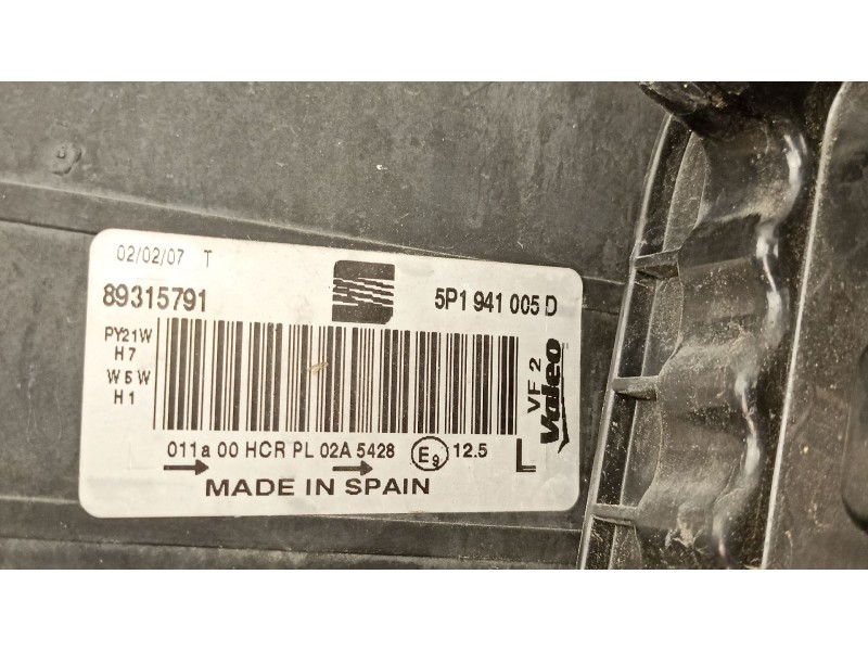 Recambio de faro izquierdo para seat leon (1p1) 1.9 tdi referencia OEM IAM 5P1941005D 89315791 