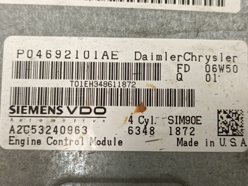 Recambio de centralita para chrysler sebring (js) 2.0 vvt referencia OEM IAM 4692101AE A2C53240963 P04692101AE