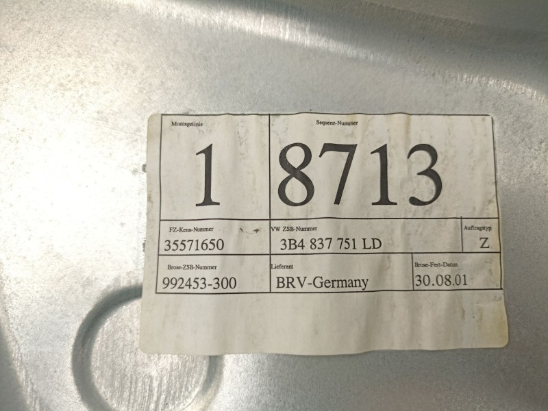 Recambio de elevalunas delantero izquierdo para volkswagen passat b5.5 (3b3) 1.9 tdi referencia OEM IAM 3B4837751LD  