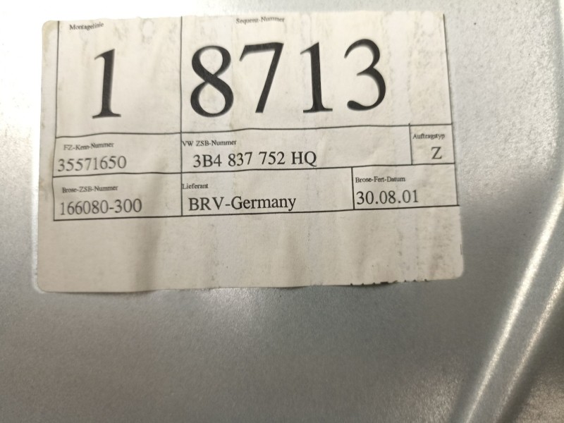 Recambio de elevalunas delantero derecho para volkswagen passat b5.5 (3b3) 1.9 tdi referencia OEM IAM 3B4837752HQ  