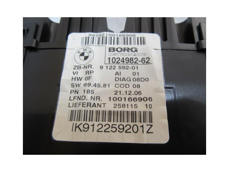 Recambio de cuadro instrumentos : bmw 120 : 2.0 td 5p [2007] para bmw  120 2.0 td referencia OEM IAM 1024982-62  