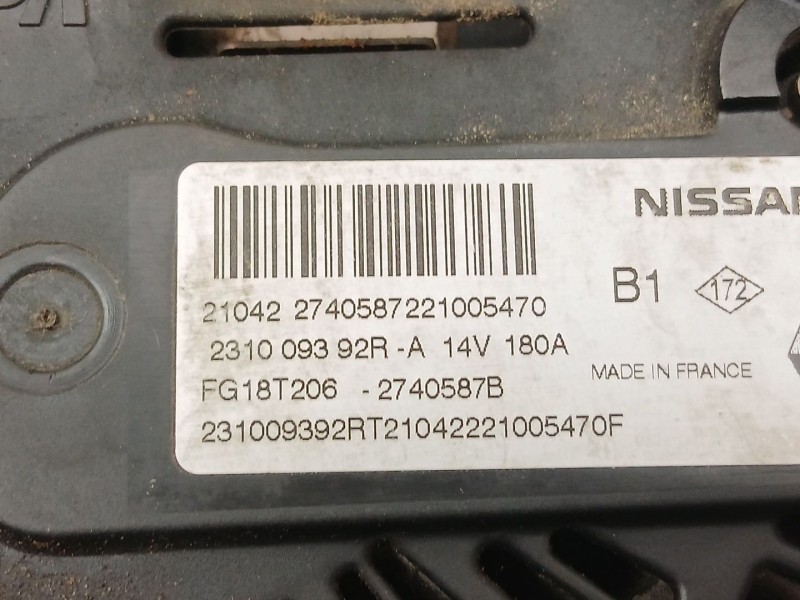 Recambio de alternador para renault express furgoneta/monovolumen 1.5 blue dci 75 (f6aa) referencia OEM IAM 231009392R  