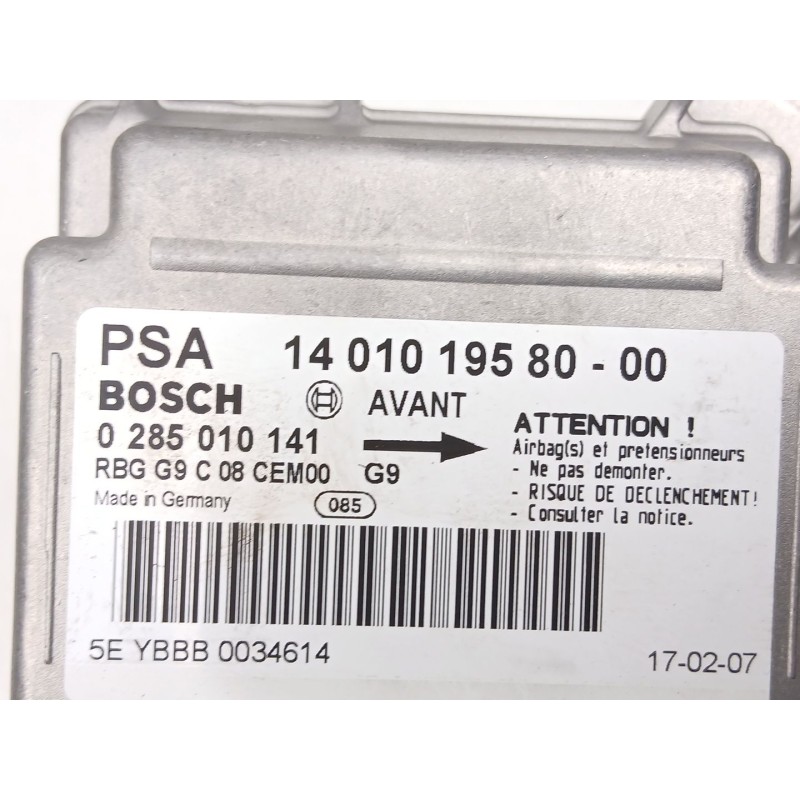 Recambio de centralita airbag para citroën jumpy ii furgoneta 2.0 hdi 120 referencia OEM IAM 1401019580 0285010141 