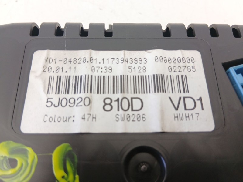 Recambio de cuadro instrumentos para skoda fabia ii (542) 1.6 tdi referencia OEM IAM 5J0920810D  