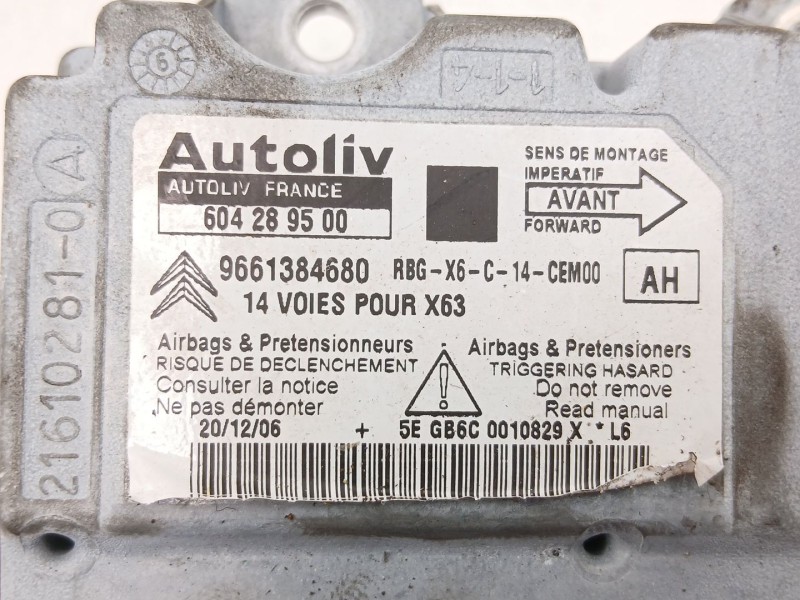 Recambio de centralita airbag para citroën c6 (td_) 2.7 hdi referencia OEM IAM 9661384680 604289500 