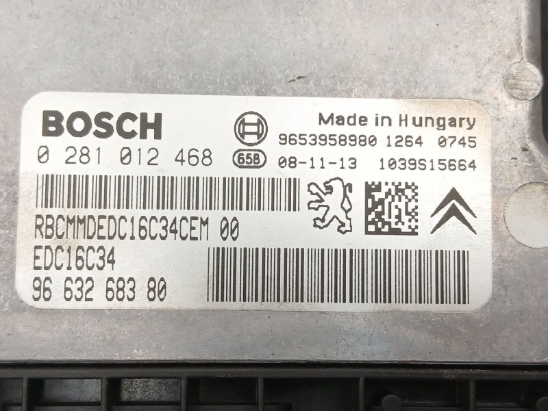 Recambio de centralita para citroën xsara picasso (n68) 1.6 hdi referencia OEM IAM 9663268380 0281012468 9653958980