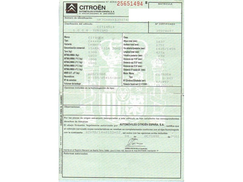 citroën xsara picasso del año 2001