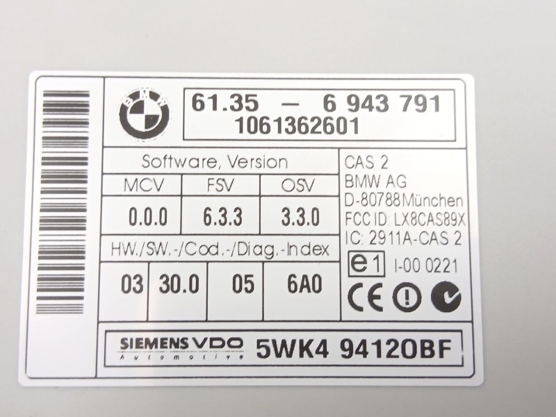 Recambio de centralita confort para bmw 3 (e90) 320 i referencia OEM IAM 61356943791  