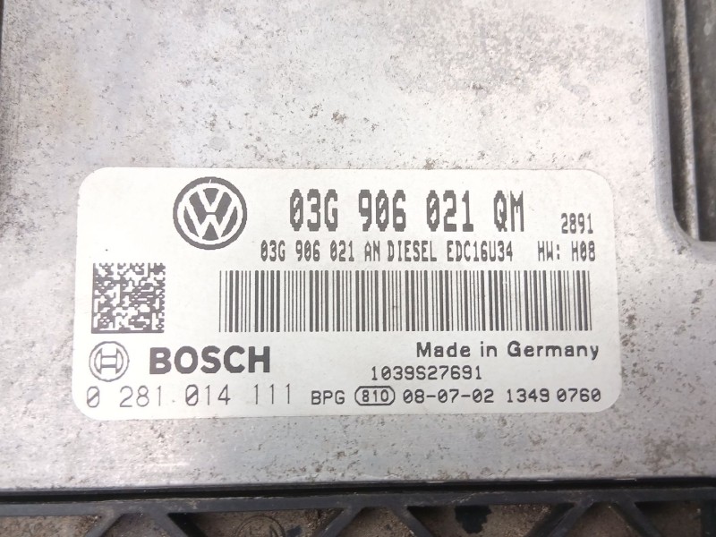 Recambio de centralita para skoda superb ii (3t4) 1.9 tdi referencia OEM IAM 03G906021QM 0281014111 03G906021AN