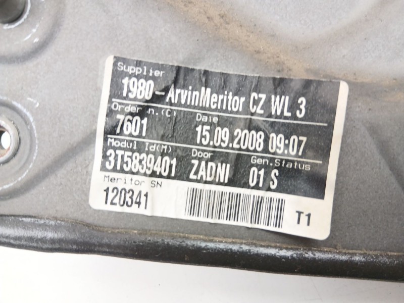 Recambio de elevalunas trasero izquierdo para skoda superb ii (3t4) 1.9 tdi referencia OEM IAM 3T5839401  8K0959811