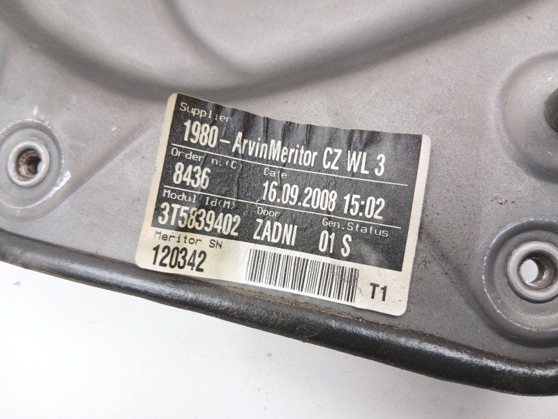 Recambio de elevalunas trasero derecho para skoda superb ii (3t4) 1.9 tdi referencia OEM IAM 3T5839402  8K0959812