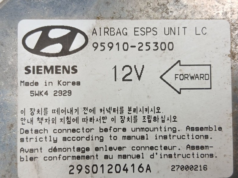 Recambio de centralita airbag para hyundai accent ii (lc) 1.3 referencia OEM IAM 9591025300 5WK42929 