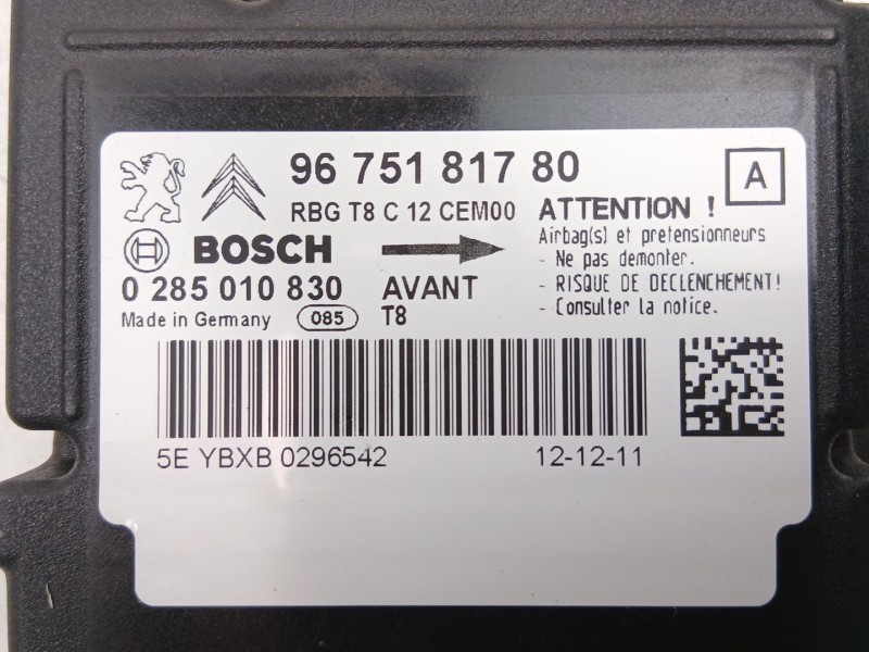 Recambio de centralita airbag para peugeot 5008 (0u_, 0e_) 1.6 hdi referencia OEM IAM 9675181780 0285010830 