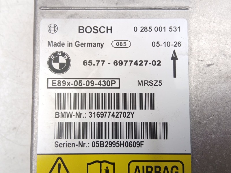Recambio de centralita airbag para bmw 3 (e90) 320 d referencia OEM IAM 6977427 0285001531 