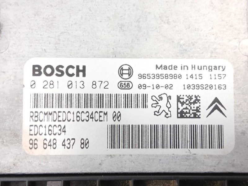 Recambio de centralita para citroën berlingo multispace (b9) 1.6 hdi 110 referencia OEM IAM 9664843780 0281013872 9653958980
