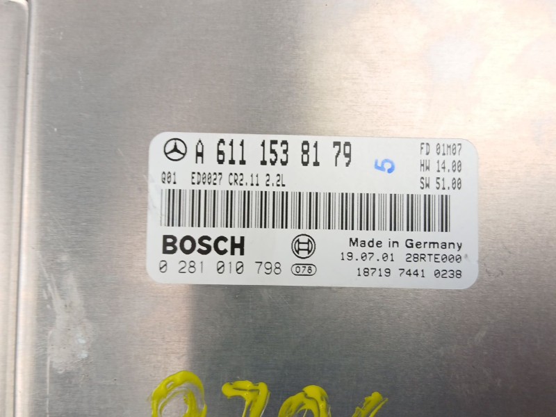 Recambio de centralita para mercedes-benz clase c (w203) c 220 cdi (203.006) referencia OEM IAM A6111538179 0281010798 