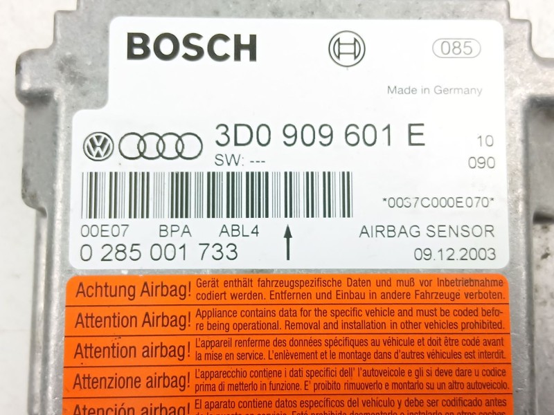 Recambio de centralita airbag para volkswagen touareg (7la, 7l6, 7l7) 2.5 r5 tdi referencia OEM IAM 3D0909601E 0285001733 