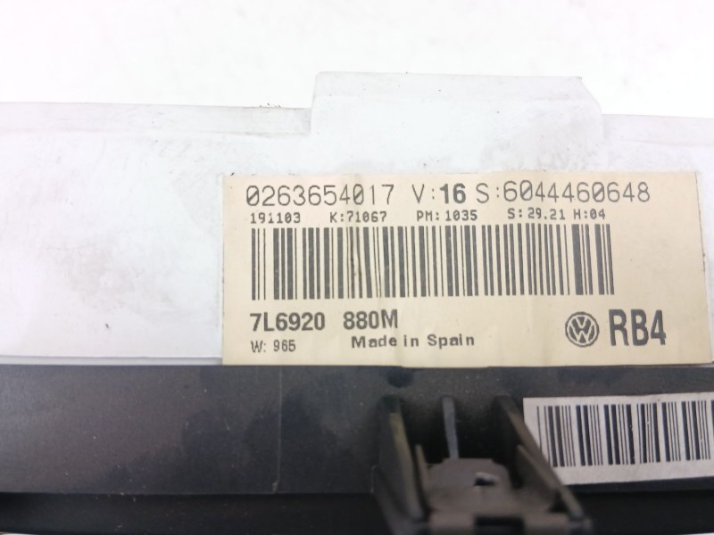 Recambio de cuadro instrumentos para volkswagen touareg (7la, 7l6, 7l7) 2.5 r5 tdi referencia OEM IAM 7L6920880M  