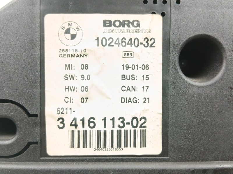 Recambio de cuadro instrumentos para bmw x3 (e83) 2.0 d referencia OEM IAM 3416113  