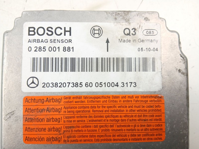 Recambio de centralita airbag para mercedes-benz c220 2.2 cdi referencia OEM IAM A2038207385  0285001881