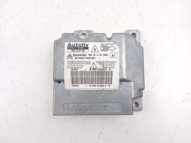 Recambio de centralita airbag para citroën c4 1.6 dhy -9hx referencia OEM IAM 9662643980  603726100