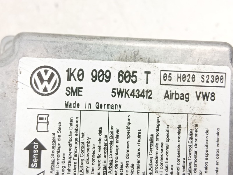 Recambio de centralita airbag para volkswagen golf 1.9 tdi v-bxe referencia OEM IAM 1K0909605T  5WK43412