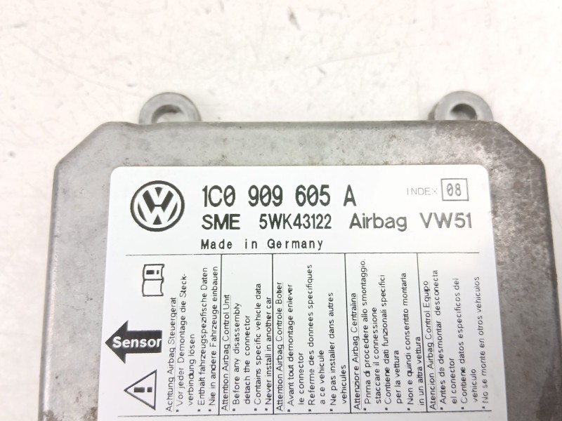 Recambio de centralita airbag para seat leon (1m1) 1.9 tdi referencia OEM IAM 1C0909605A  5WK43122