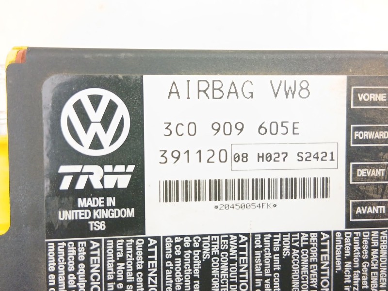 Recambio de centralita airbag para seat leon (1p1) 1.9 tdi referencia OEM IAM 3C0909605E  