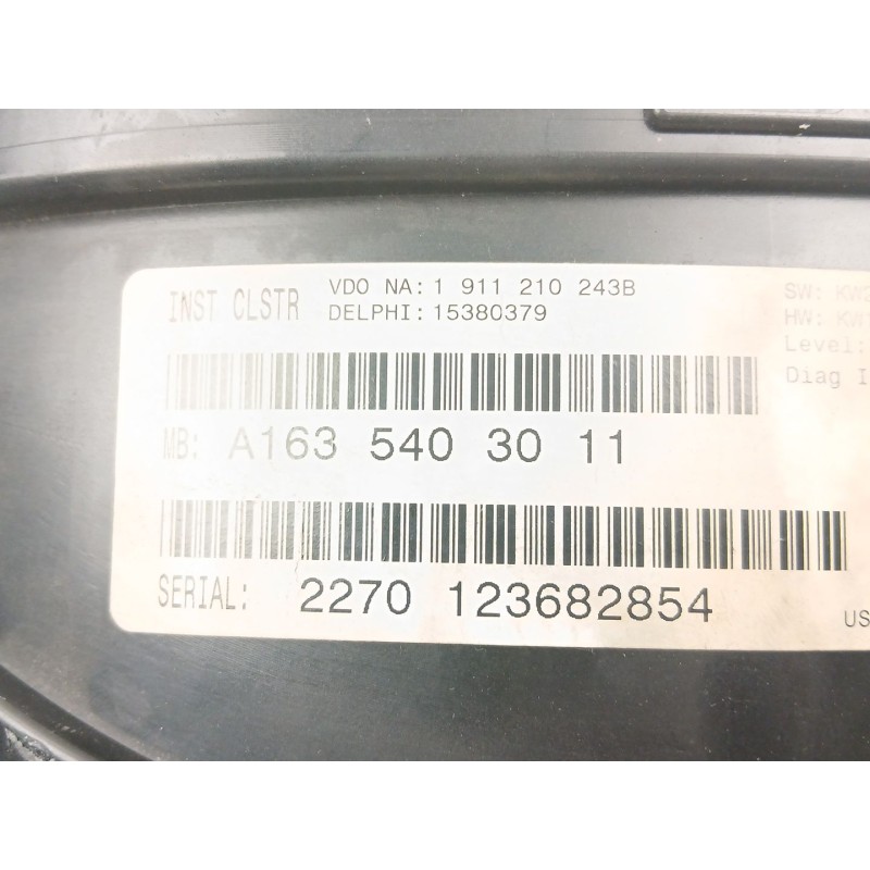 Recambio de cuadro instrumentos para mercedes-benz clase m (w163) ml 270 cdi (163.113) referencia OEM IAM A1635403011  