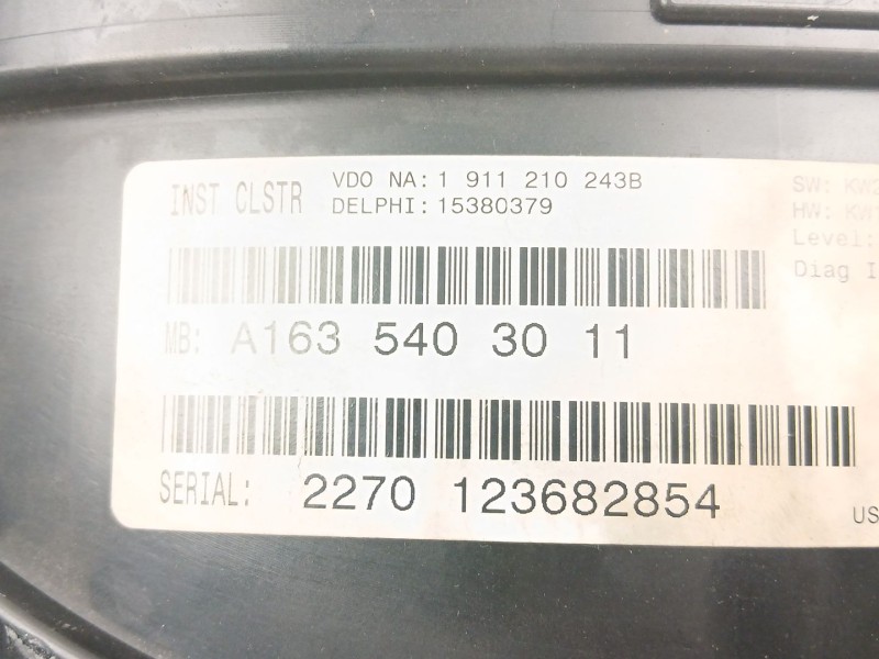 Recambio de cuadro instrumentos para mercedes-benz clase m (w163) ml 270 cdi (163.113) referencia OEM IAM A1635403011  