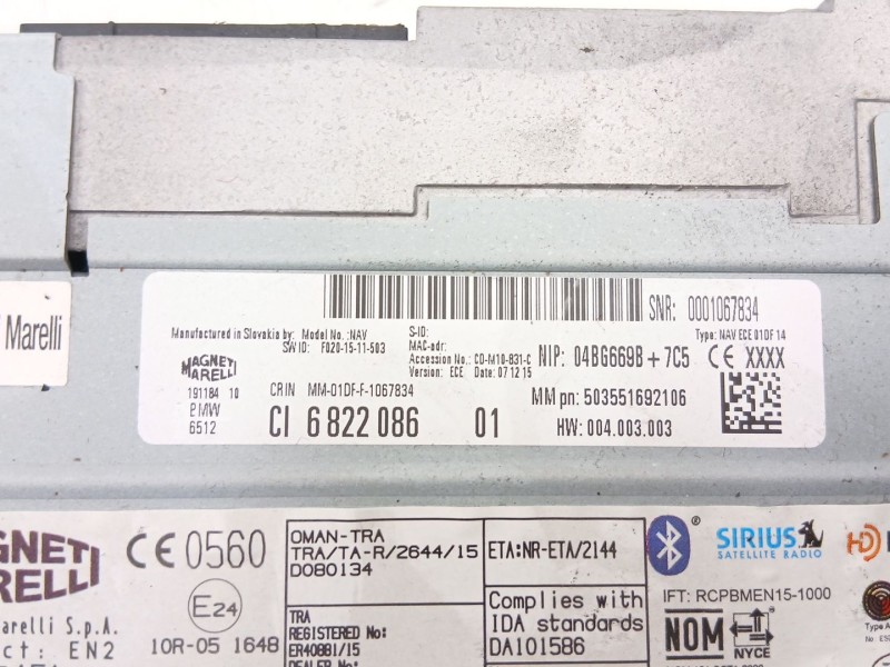 Recambio de radio cd/mp3 para bmw x1 (f48) sdrive 18 d referencia OEM IAM 9322123 9371455 65829286699