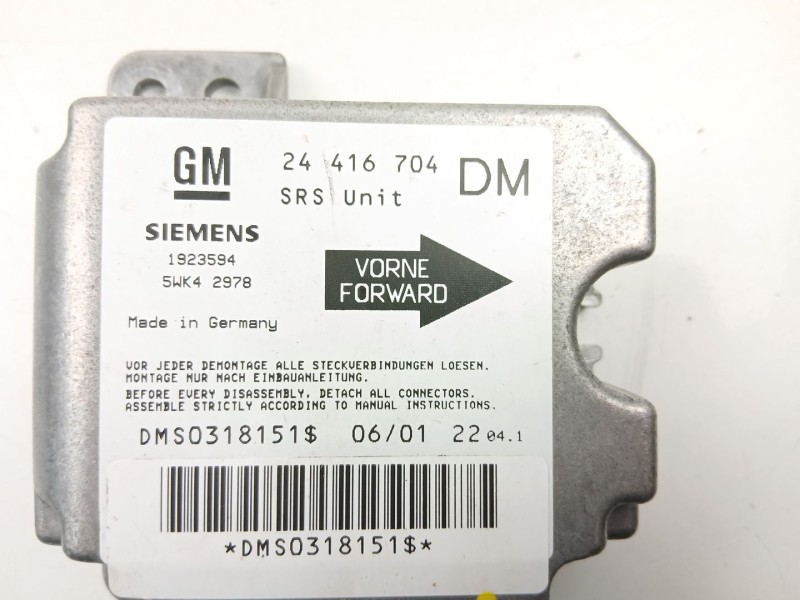 Recambio de centralita airbag para opel zafira 2.0 dti 5p referencia OEM IAM 24416704 5WK42978 