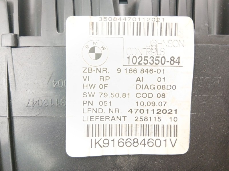 Recambio de cuadro instrumentos para bmw 3 (e90) 320 d referencia OEM IAM 9166846  