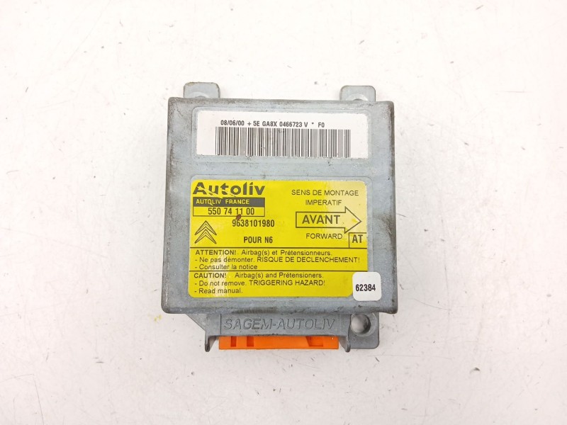 Recambio de centralita airbag para citroën xsara (n1) 1.9 td referencia OEM IAM 9638101980 550741100 