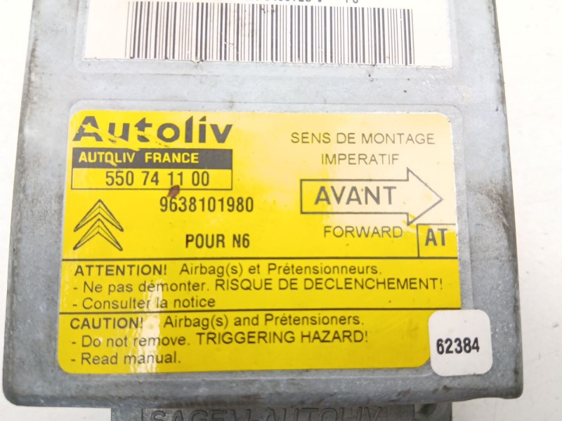 Recambio de centralita airbag para citroën xsara (n1) 1.9 td referencia OEM IAM 9638101980 550741100 