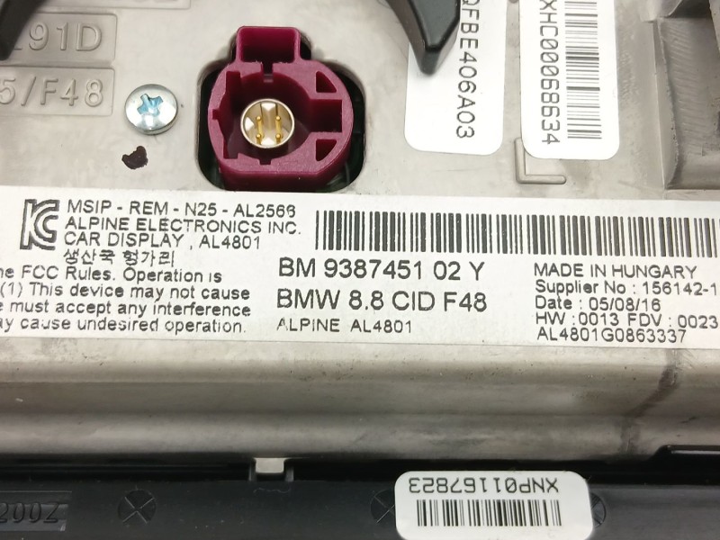 Recambio de radio cd/mp3 para bmw x1 (f48) xdrive 20 d referencia OEM IAM 9387451 9371457 6822582