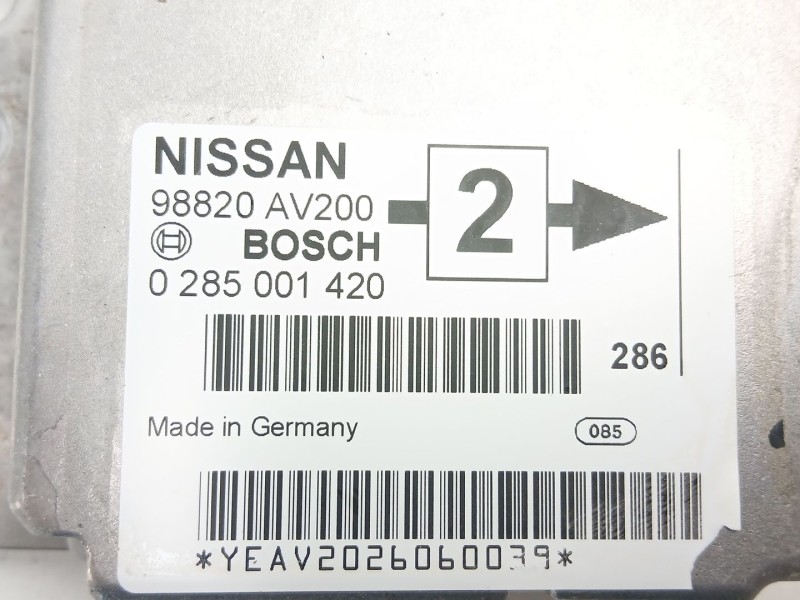 Recambio de centralita airbag para nissan primera (p12) 2.2 di referencia OEM IAM 98820AV200 0285001420 