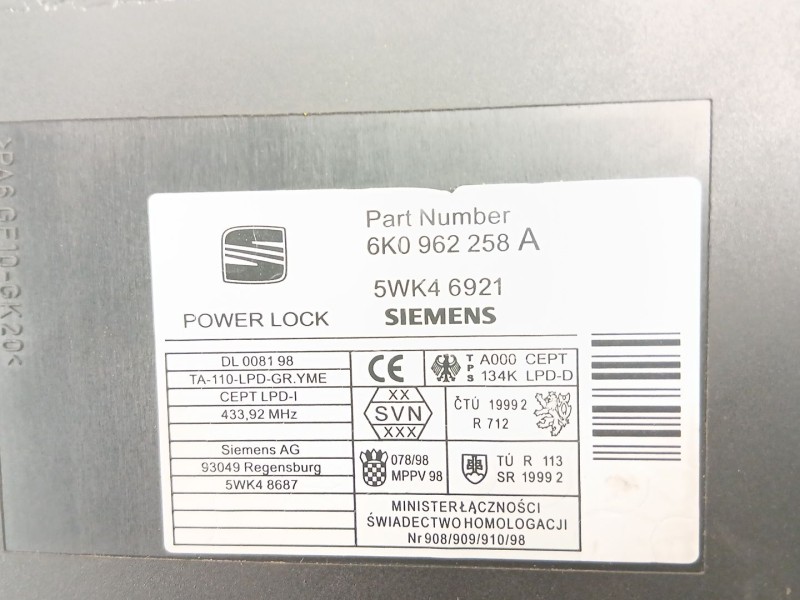 Recambio de modulo electronico para seat ibiza ii (6k1) 1.9 sdi referencia OEM IAM 6K0962258A 5WK46921 