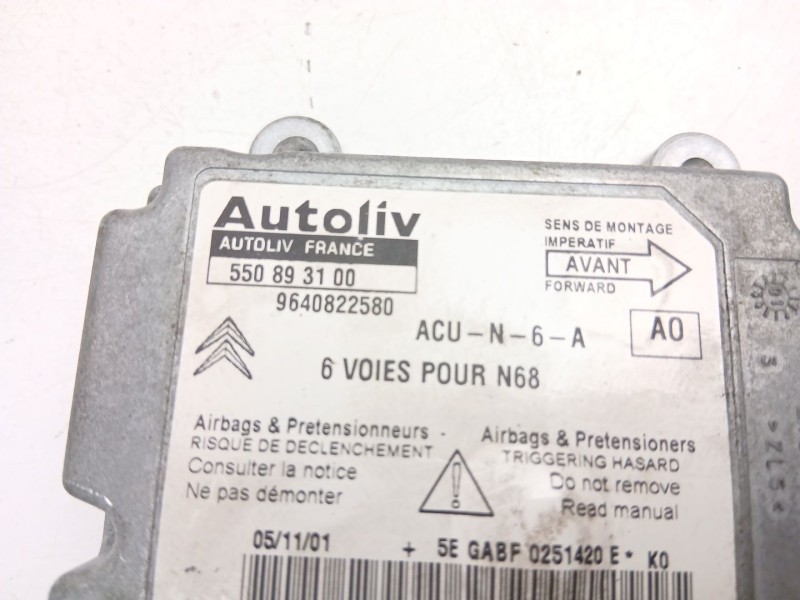 Recambio de centralita airbag para citroën xsara picasso (n68) 1.8 16v referencia OEM IAM 9640822580 550893100 