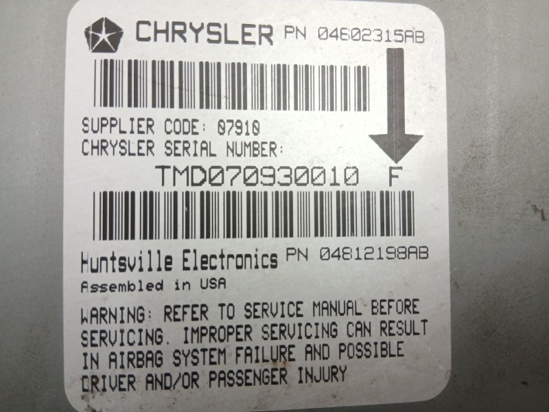 Recambio de centralita airbag para chrysler stratus (ja) 2.0 16v referencia OEM IAM 4812198AB  04812198AB