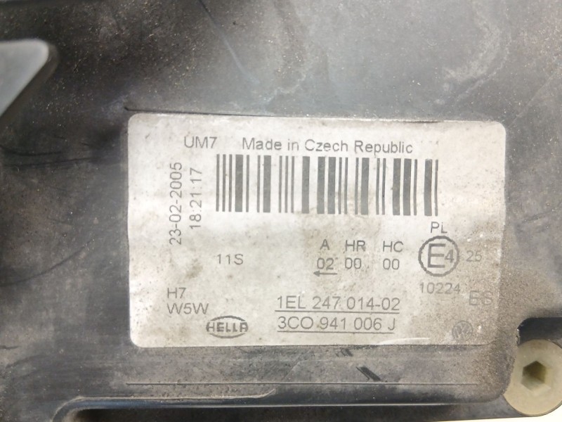 Recambio de faro derecho para volkswagen passat b6 (3c2) 2.0 fsi referencia OEM IAM 3C0941006J 1EL247014 